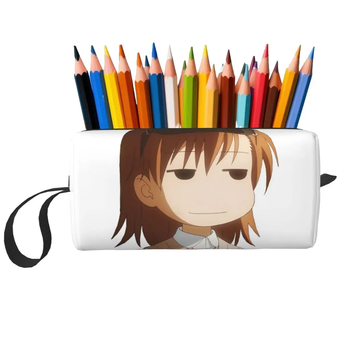 A Certain Magical Index Anime Misaka Mikoto Pencil Case Pen Box Pencil Bag Stationery Supplies Travel Women Organizer Pouch