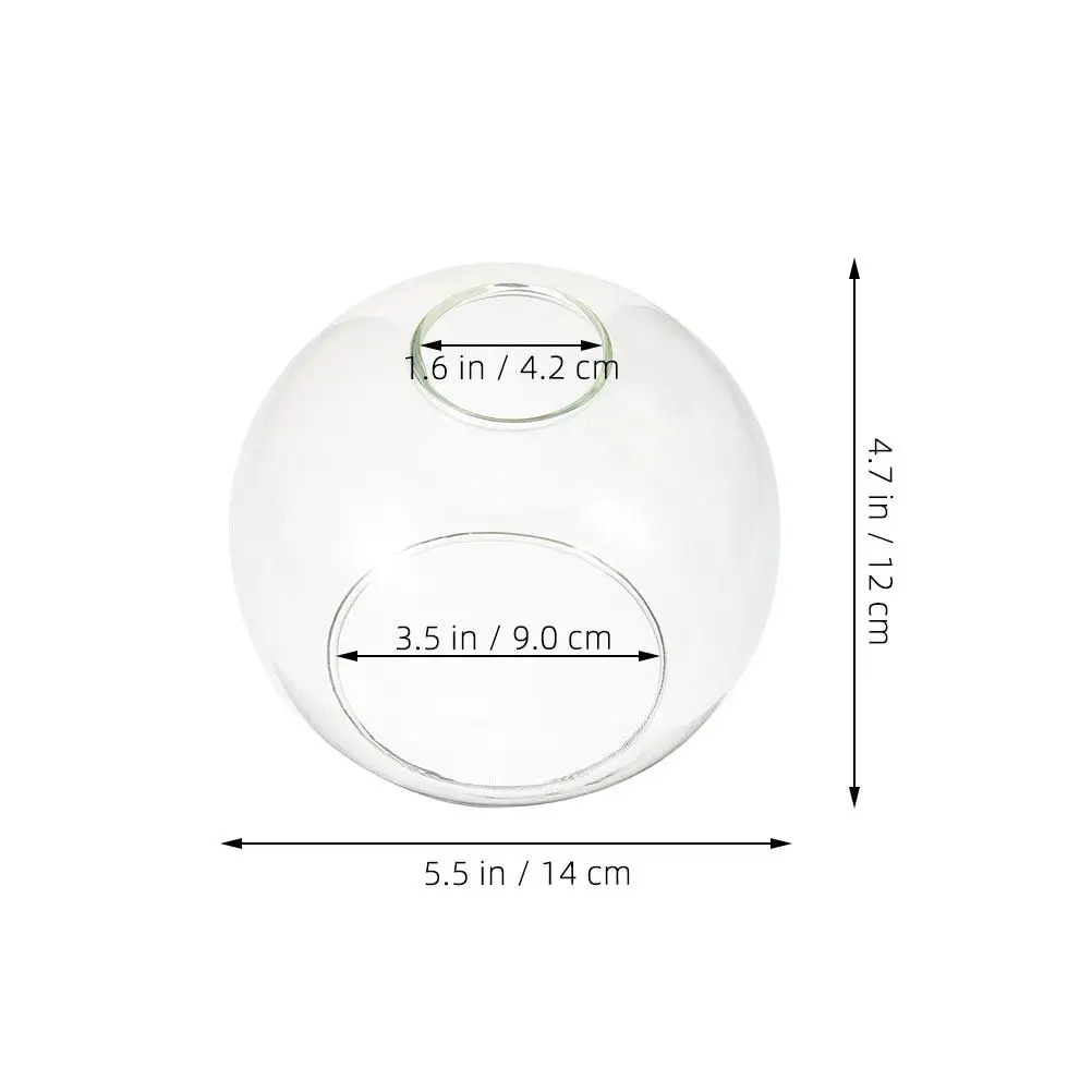 Double Hole Round Glass Globe Lamp Shade Clear Glass Pendant Light Replacement Cover for Home Farmhouse Decor Lighting