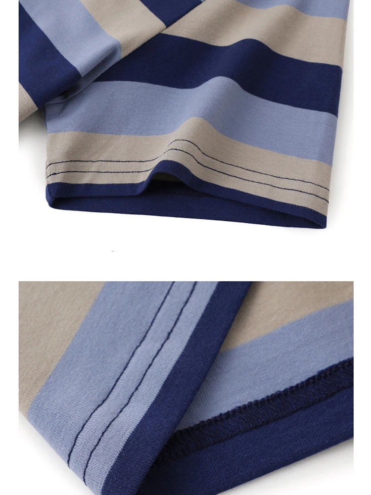 Summer Short Sleeved T-Shirts For Women 2025 Loose O Neck Korean Style Tops Cotton Striped Tees Casual Ribbed Tshirts Female