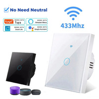 WiFi Smart Switch EU Light Wall Touch Switch 220V No Need Neutral Wire Tuya Smart Life Work with Alexa Google Home 1/2/3Gang