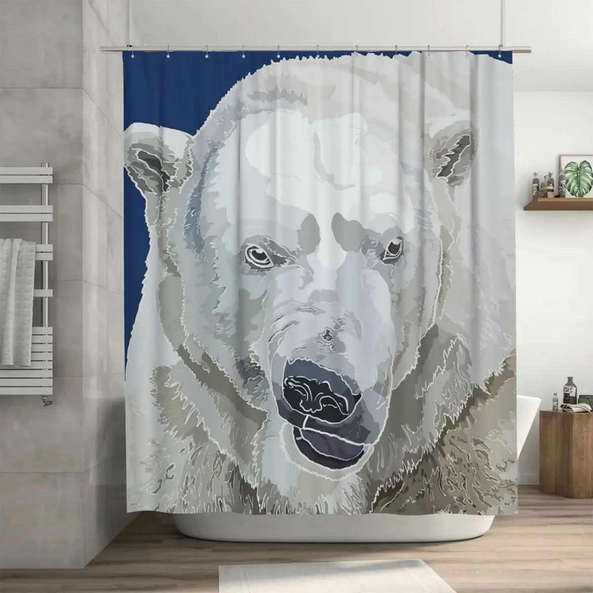 

Занавеска для душа с изображением сердитого белого полярного медведя, полиэстеровая, водонепроницаемая, с крючками