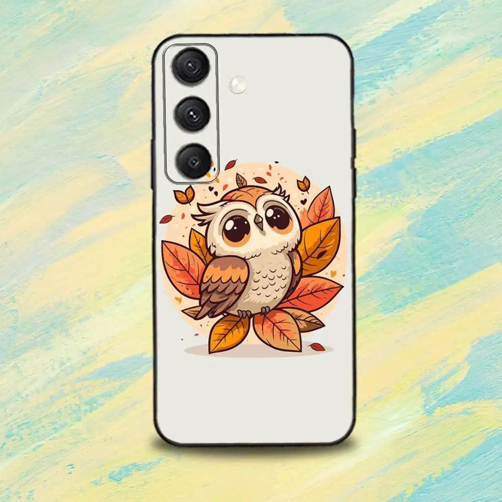 C-Cute O-Owl Custodia per telefono colorata BBird per Samsung S25, S24, S10, S22, S21, S20, S23, Ultra, Plus, Lite, FE, Cover morbida in silicone nero