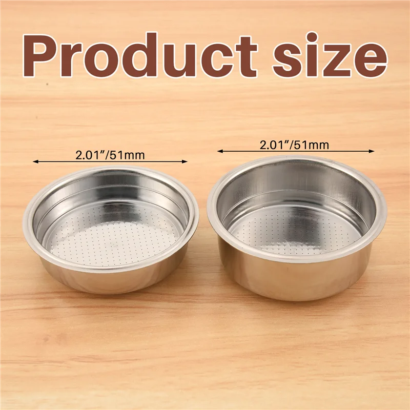 ABBK-2PCS 51Mm Stainless Steel Coffee Machines Pressurized Filter Basket Powder Basket Coffee Bottomless Portafilter Filter