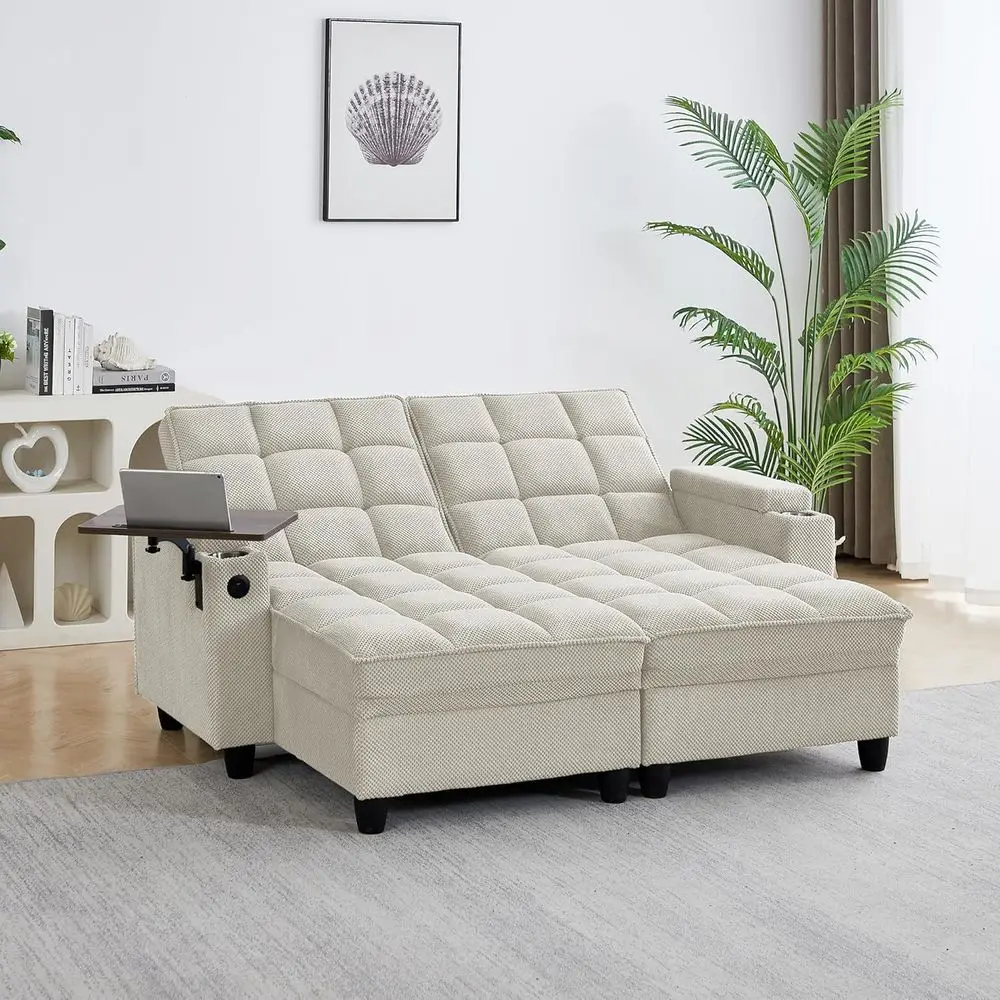 

Indoor Oversized Chaise Lounge Chair with Adjustable Backrest, Deep Seat for Reading, Storage, Cup Holders, and 360° Swivel Side