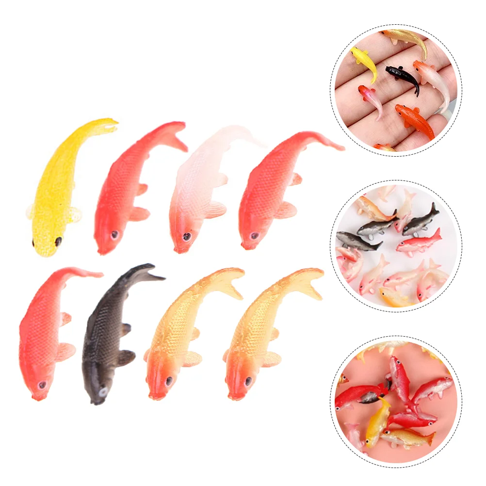 8 Pcs Miniature Koi Fish Statue Figurines Simulated Model Dollhouse Carp