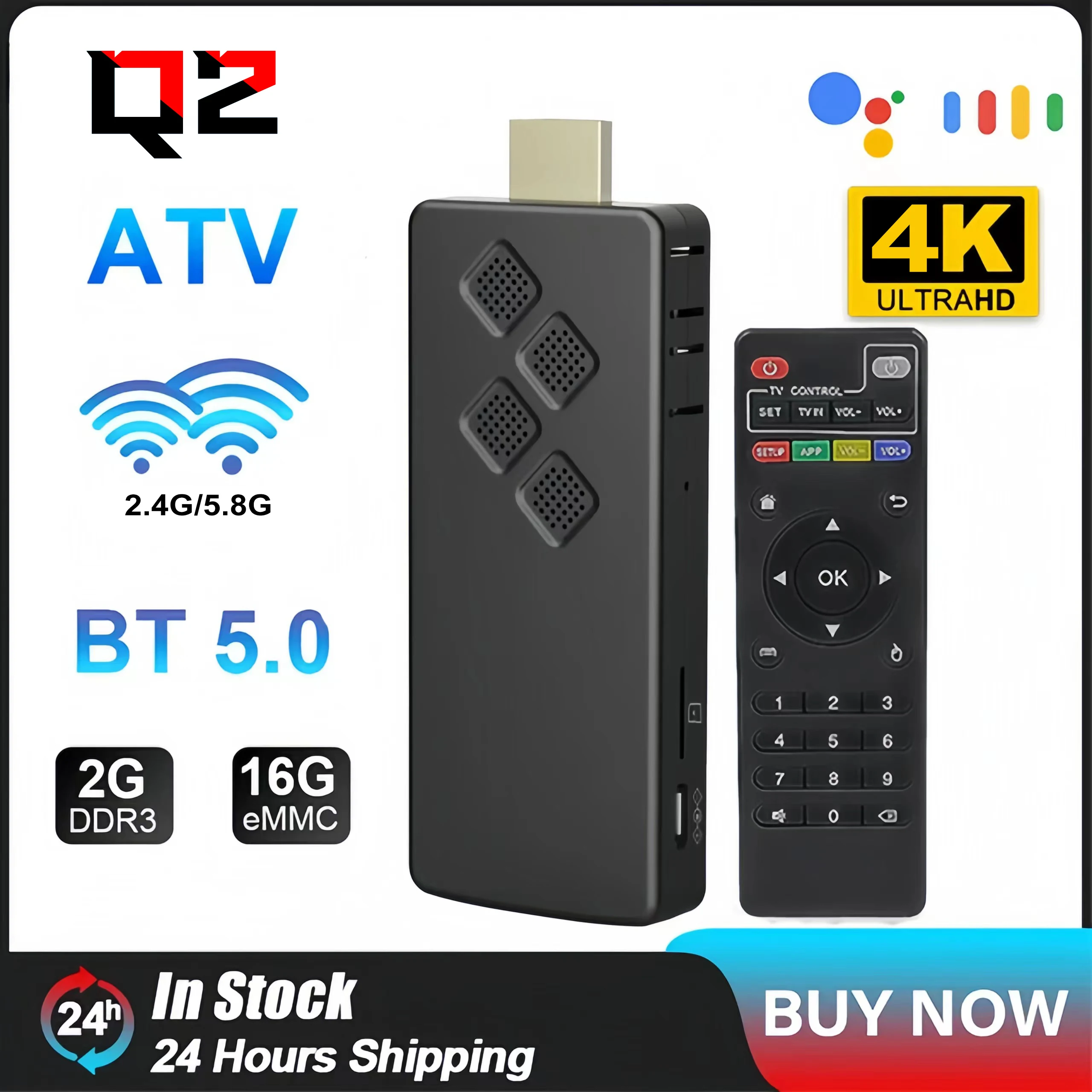 2024 Q2 2 GB 16 GB Android13 4K HDR Smart TV Stick Allwinner H313 2.4G5.8G Dual WIFI BT5.0 Youtube Home Theatre Streaming TV Stick