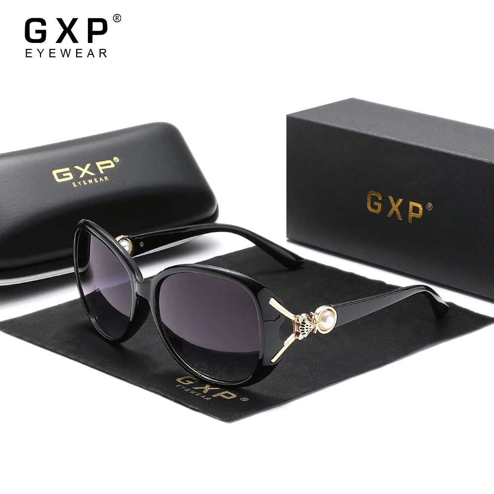 GXP Classical Fashion Ladies Sunglasses UV400 Polarized Women Round Glasses Gradient Lens Large Frame Driving Travel Eyeglasses