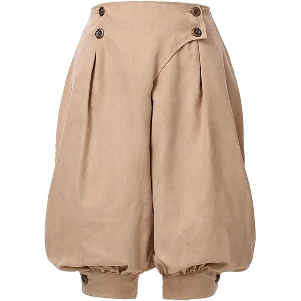 بنطلون Steampunk عتيق للنساء سروال عصر النهضة في القرون الوسطى زي الفارس البني Castaways سروال استعماري