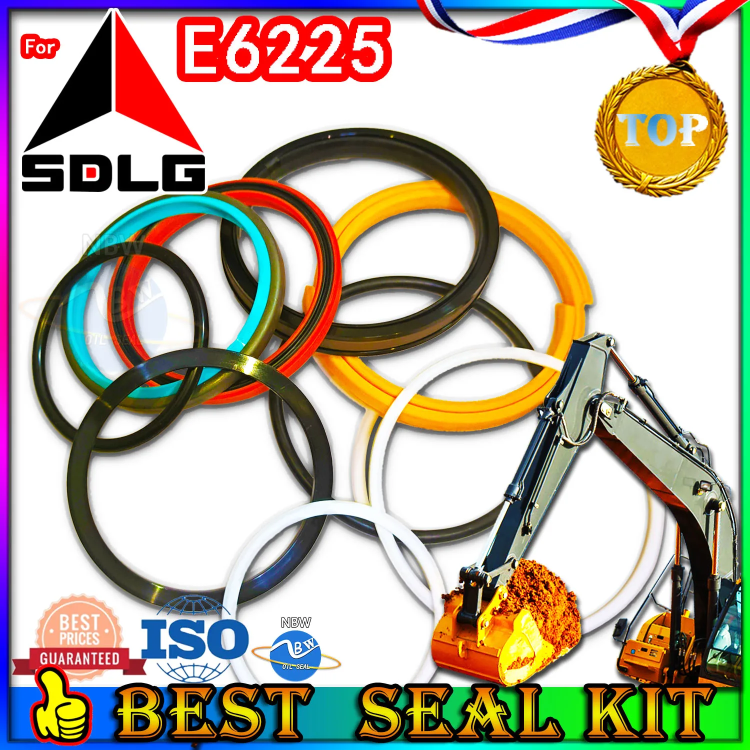 For SDLG E6225 Oil Seal Repair Kit Boom Arm Bucket Excavator Hydraulic Cylinder Parts MOTOR Piston Rod Shaft Replacement Dust