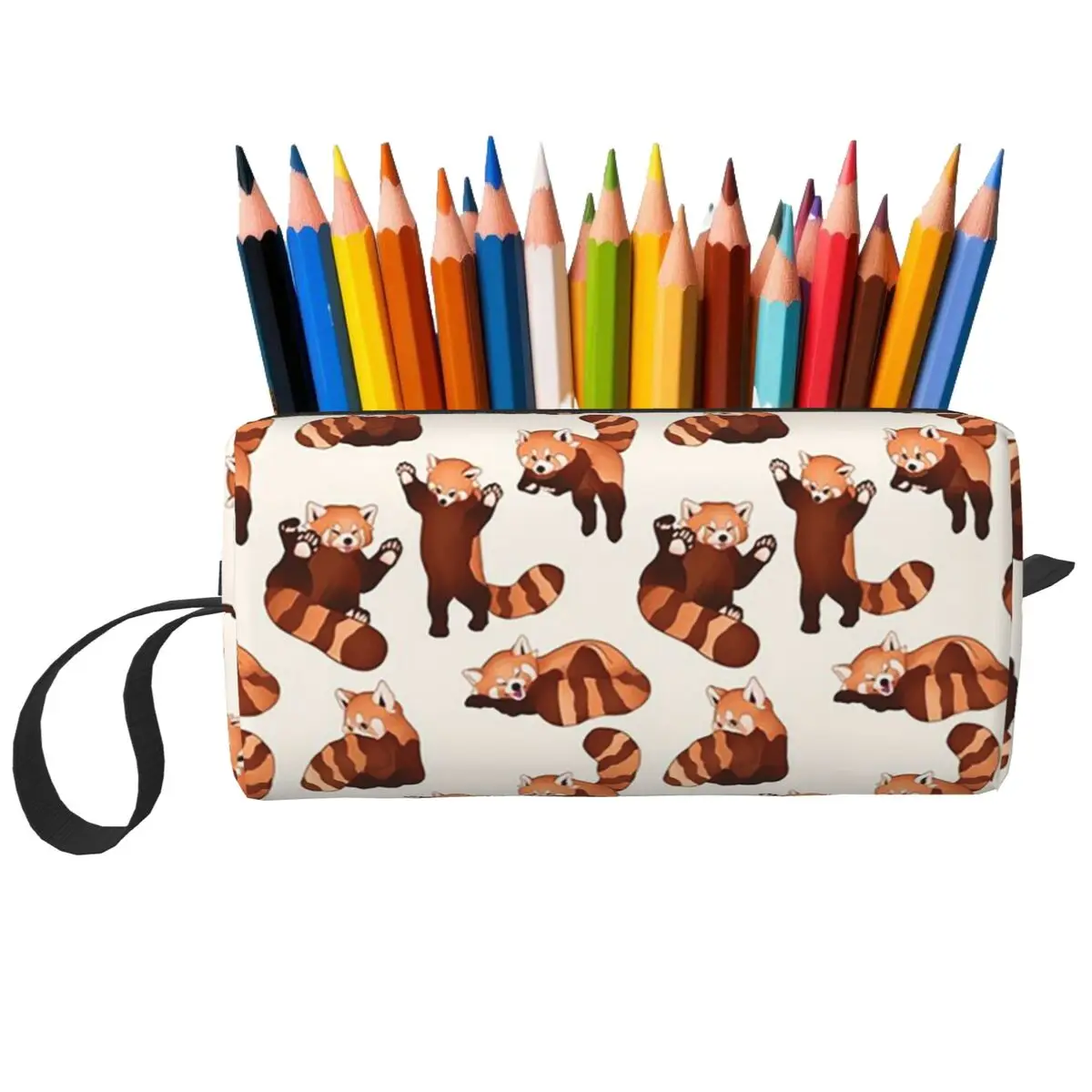 Niedliches Federmäppchen mit Cartoon-Waschbär-Muster für Schüler, Schule, Stiftbox, Bleistiftbeutel, Schreibwaren, Reise, Damen, Kosmetiktasche
