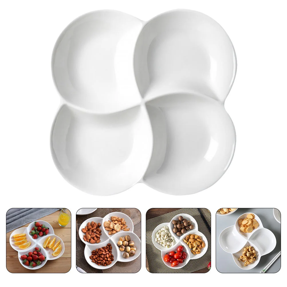 

Compartment Plate Fruit Trays for Serving Snack Food Party Compartments Platter Melamine Nuts Storage Case Baby Decorative