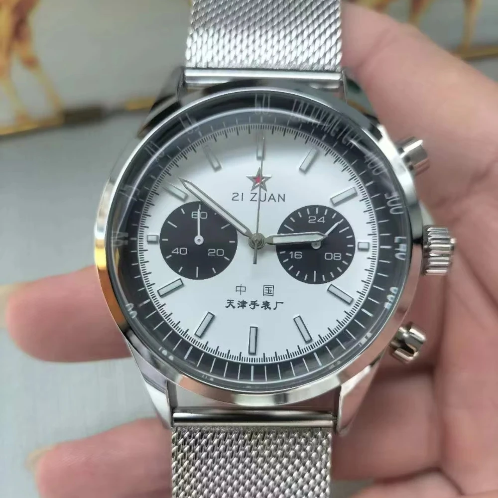 Fashion Classic Seagull Military Pilot Aviation Chronograph Panda Plate Men's Quartz Watch Leisure Business Precision Timing