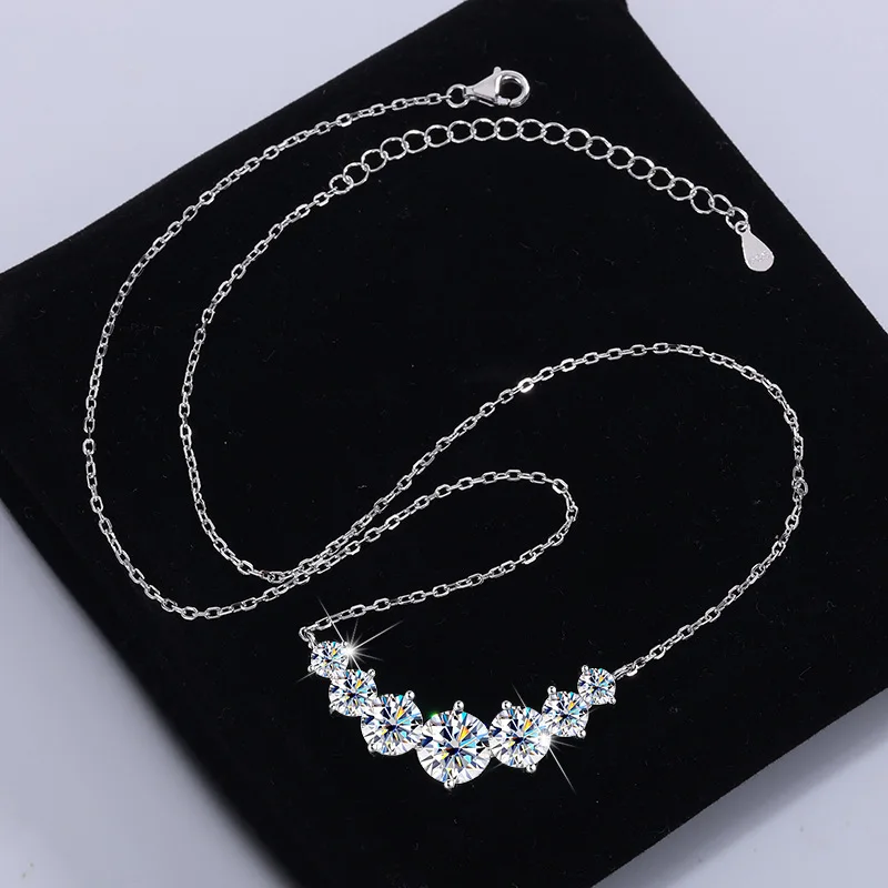 925 Sterling Silver Necklaces Pendant for Women New Trendy Shine Geometric Collar Simulated Moissanite Party Jewelry Gifts