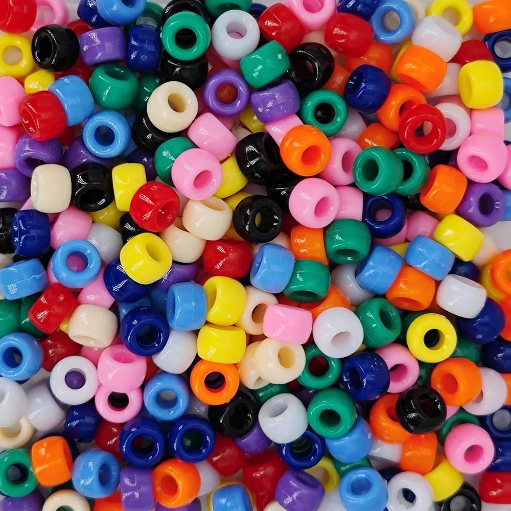 300/500/1000pcs Multi-Colored Large Hole Pony BeadsDIY Jewelry Making Valentine's DayThanksgiving Day,Halloween Gift Accessories