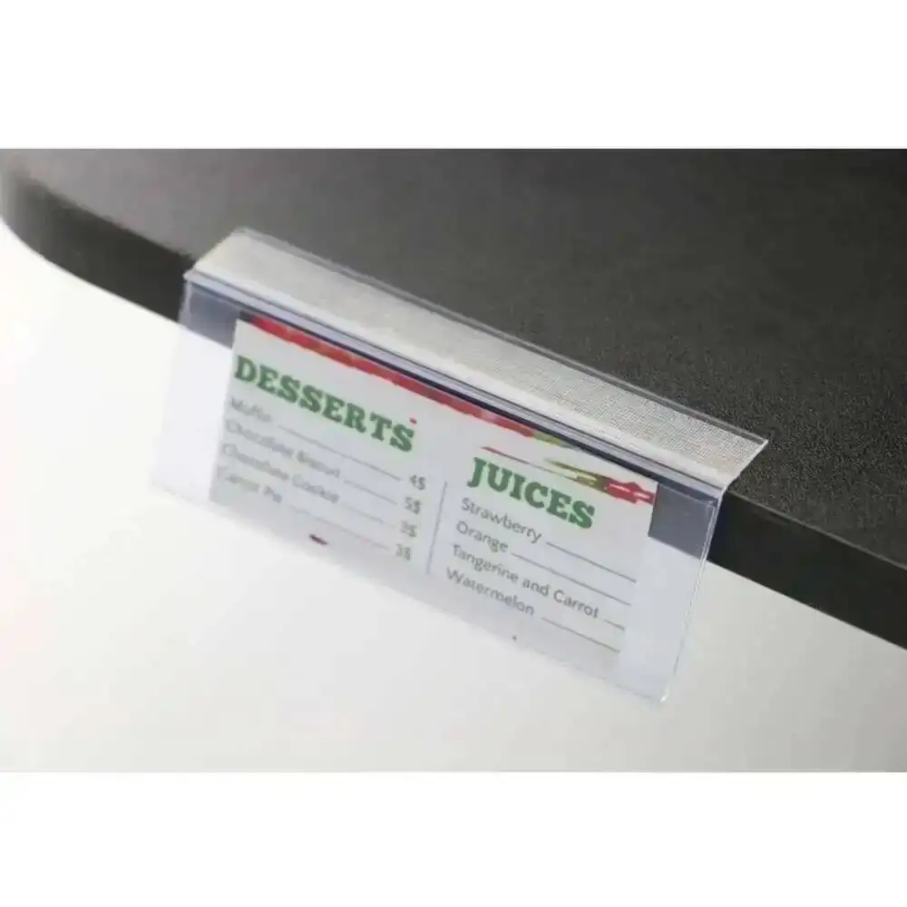 50pcs 4*10cm Plastic Retail Adhesive Hang Tabs Merchandise Price Tag Holder Label Display Strip