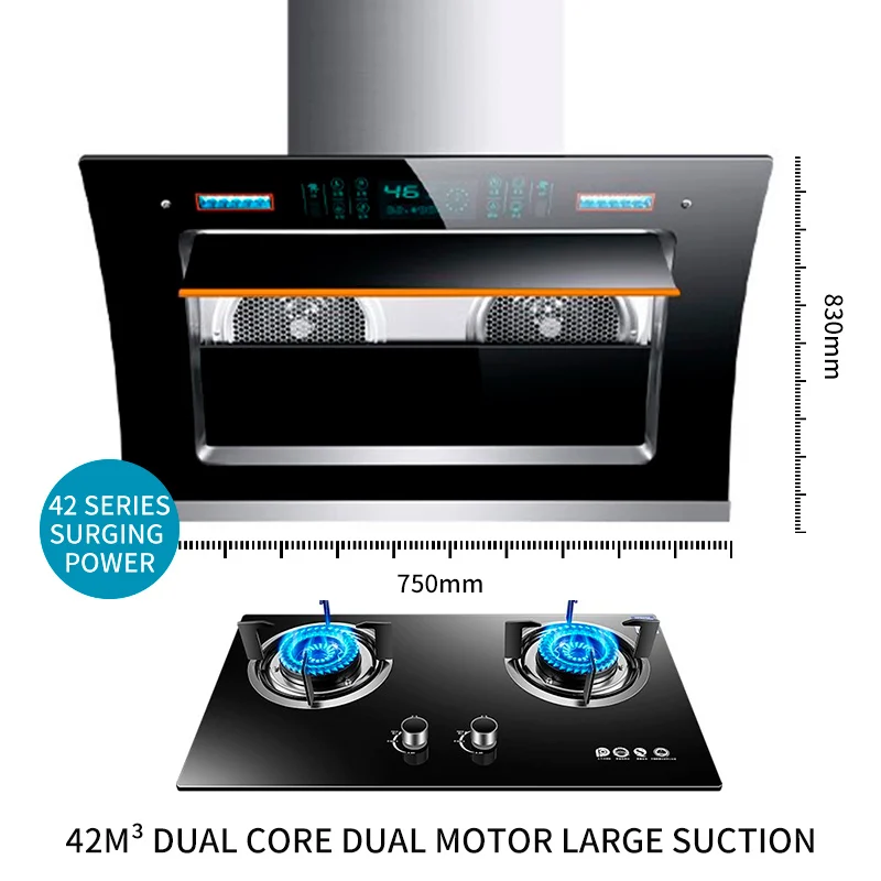 شفاط المطبخ الزجاجي الجانبي جدار المطبخ المنزلي مع قوة شفط عالية تصميم جديد السعر المنخفض 75/90 سنتيمتر طباخ هود النازع المطبخ