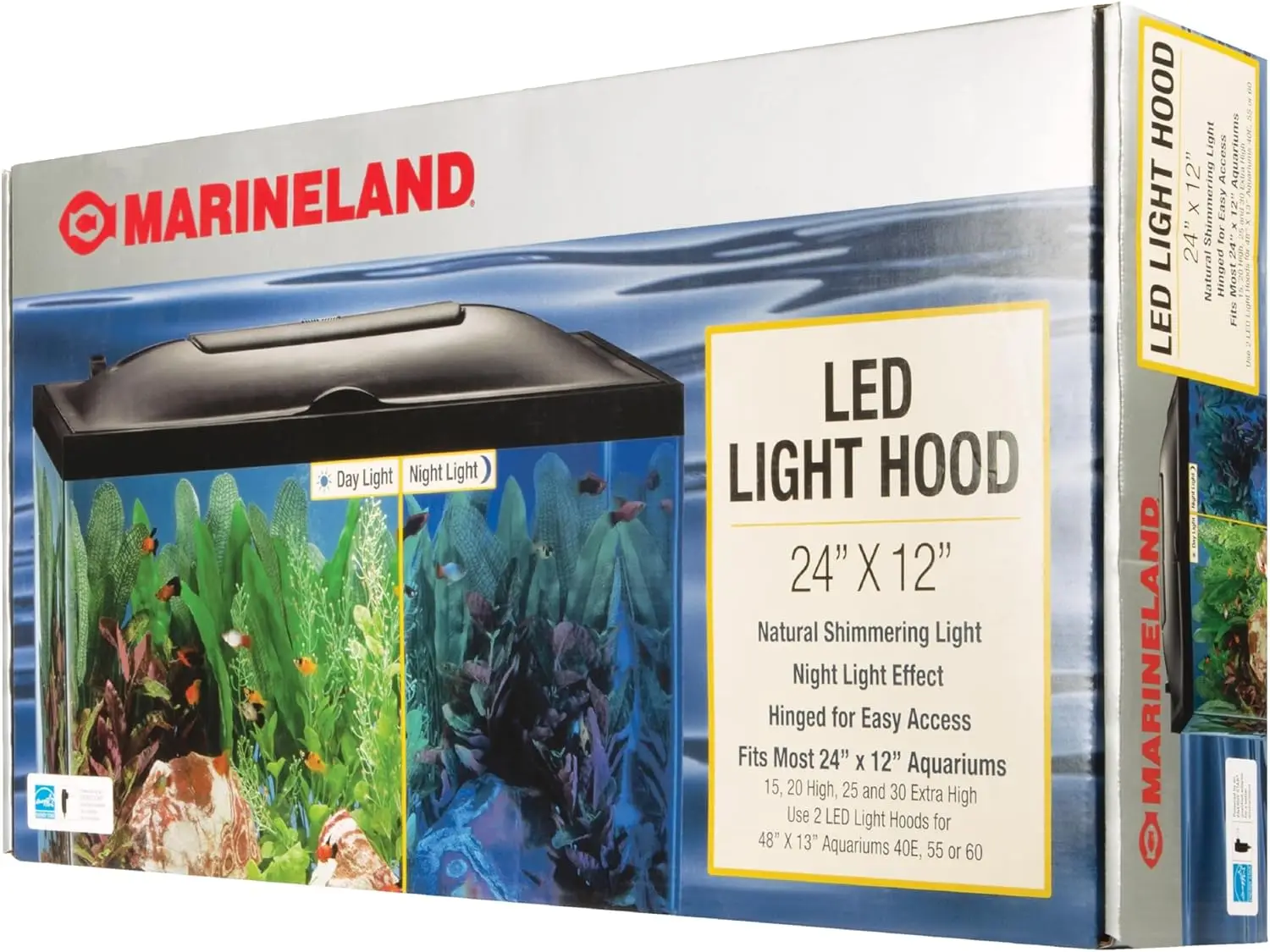 

24"x12" LED Aquarium Hood with Natural Shimmer & Night Light
