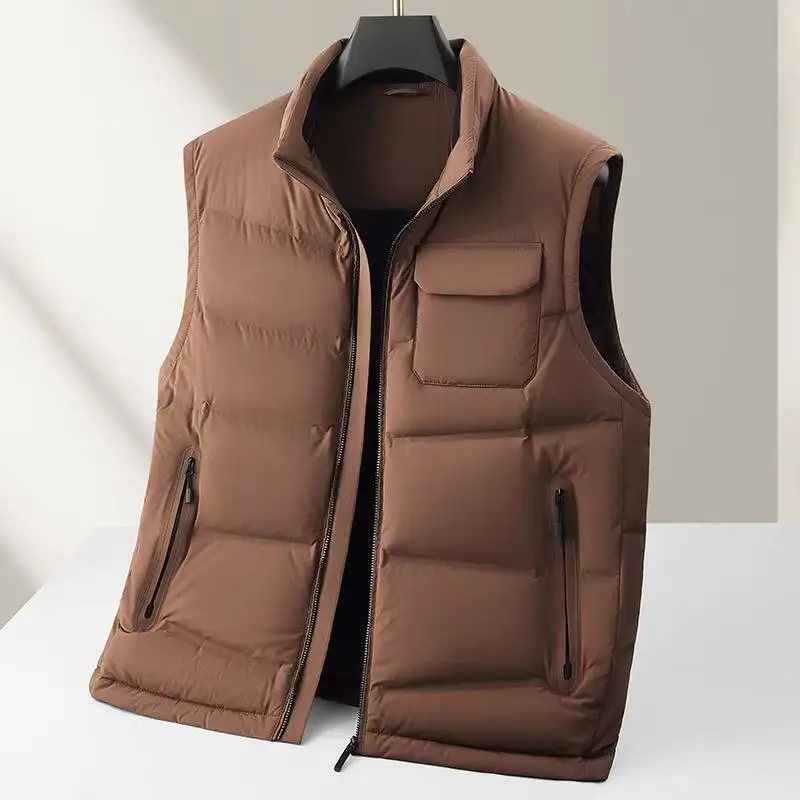 2025 خريف/شتاء جديد الرجال الوقوف أسفل سترة الوطنية القياسية الأبيض بطة أسفل سميكة الدافئة عالية الفاخرة أكمام أسفل معطف #5