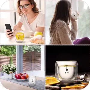 Schöne kreative Doppelbärenschicht Kaffeetasse Doppelglas Tech Box Tier Milchglas Glas Katze Katze Dach Hunde Geschenk Weihnachtsgeschenk 8 Hauptverkaufsbecher süßer Becher - №6