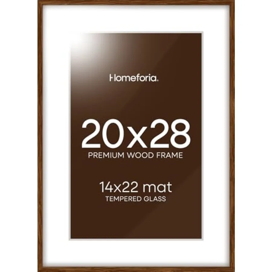 

20x28 Picture Frame Brown High End Dark Oak 20x28 Walnut Wooden Poster Frames with Mat 14x22 20 x 28 Wood Frame Matted to 14 by