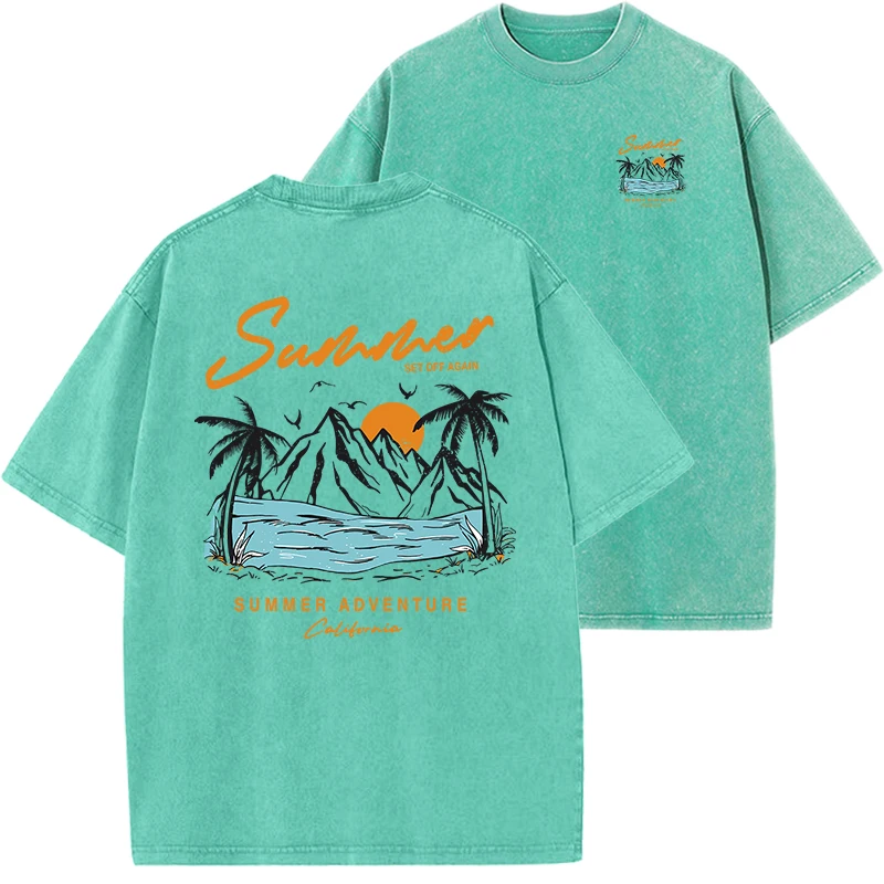 Don'T Dream Your Life Live Your Dream Men T Shirts Summer Vintage Washed Cotton Breathable T-Shirts Loose Fittingt Shirt Tops