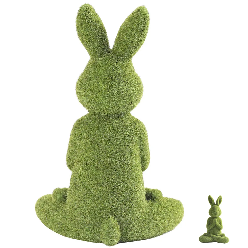 

Lifelike Sitting Rabbit Ornament for Easter Festival Home Garden Decor Miniature Patio Landscape Decoration Flocking Bunny