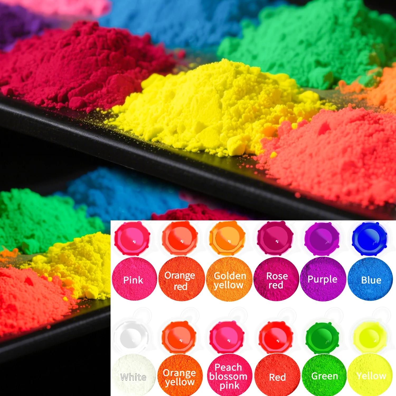 Nail Art Ombre Glitter - 500 g/zak Fluorescerende Neon Pigment Poeder