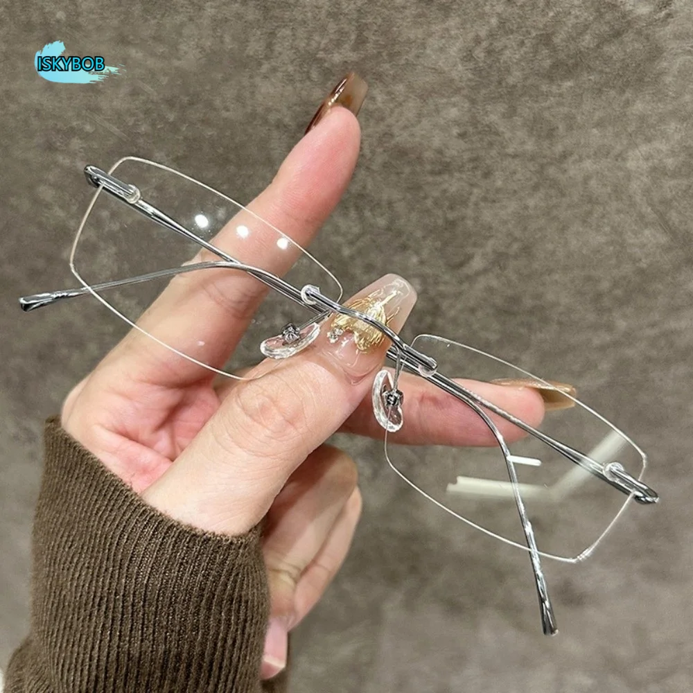 

Spectacle Lens Power 0 To -600 Anti Blue-ray Nearsighted Glasses Small Frame Gold-rimmed Frameless Glasses Lightweight