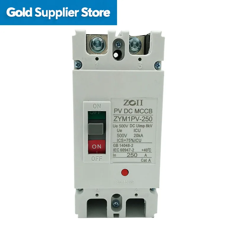 200A DC PV Circuit Breaker with Leakage Protection, CE Certified MCCB for 500V Solar Applications, Plastic Housing