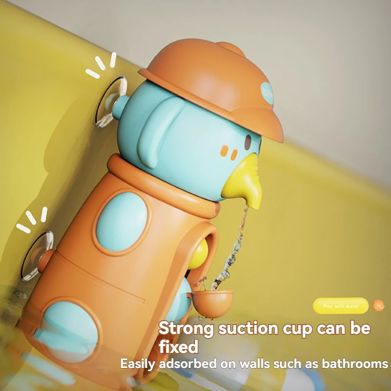 New Cute Duck & Elephant Bath Toys Set - Interactive Waterwheel Sprinkler for Baby Bathtime Fun, Educational Animal Shower Toys