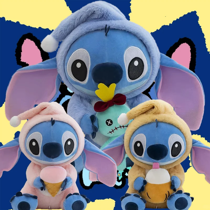 

28cm Disney Cute Transformation Stitch Plush Soft Doll Toy Creative Decoration Ornament Ice Cream Toy Girl Surprise Kawaii Gift