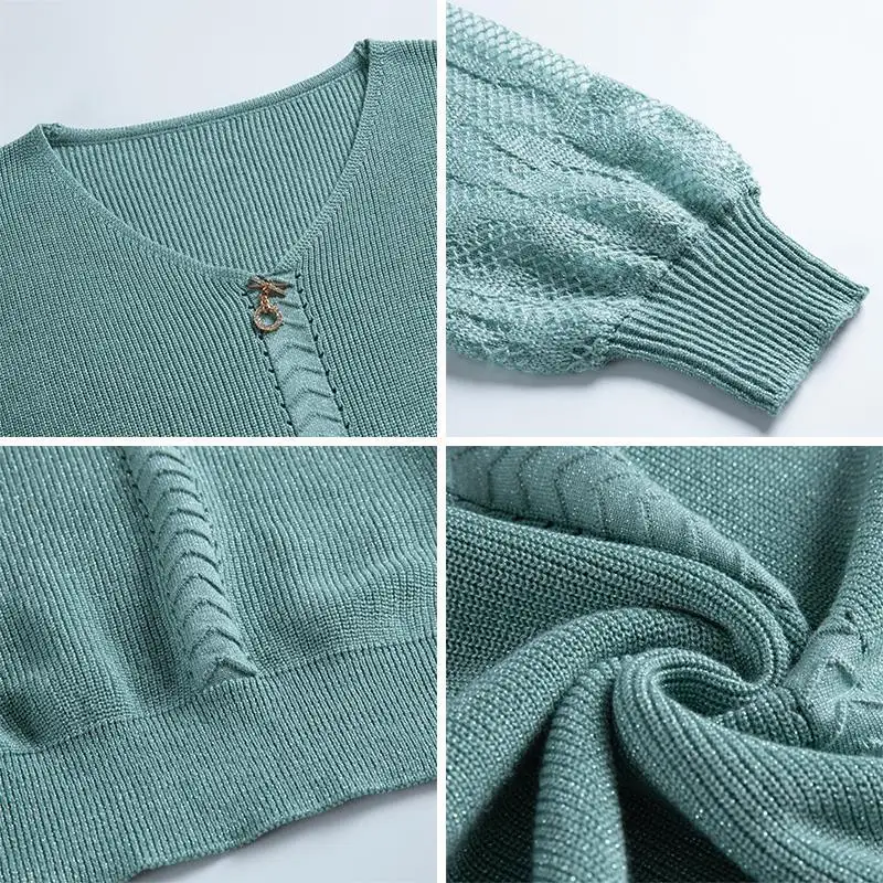Camisetas finas con cuello en V para mujer, ropa informal de manga larga que combina con todo, Color sólido, holgada, talla grande, elegante, a la