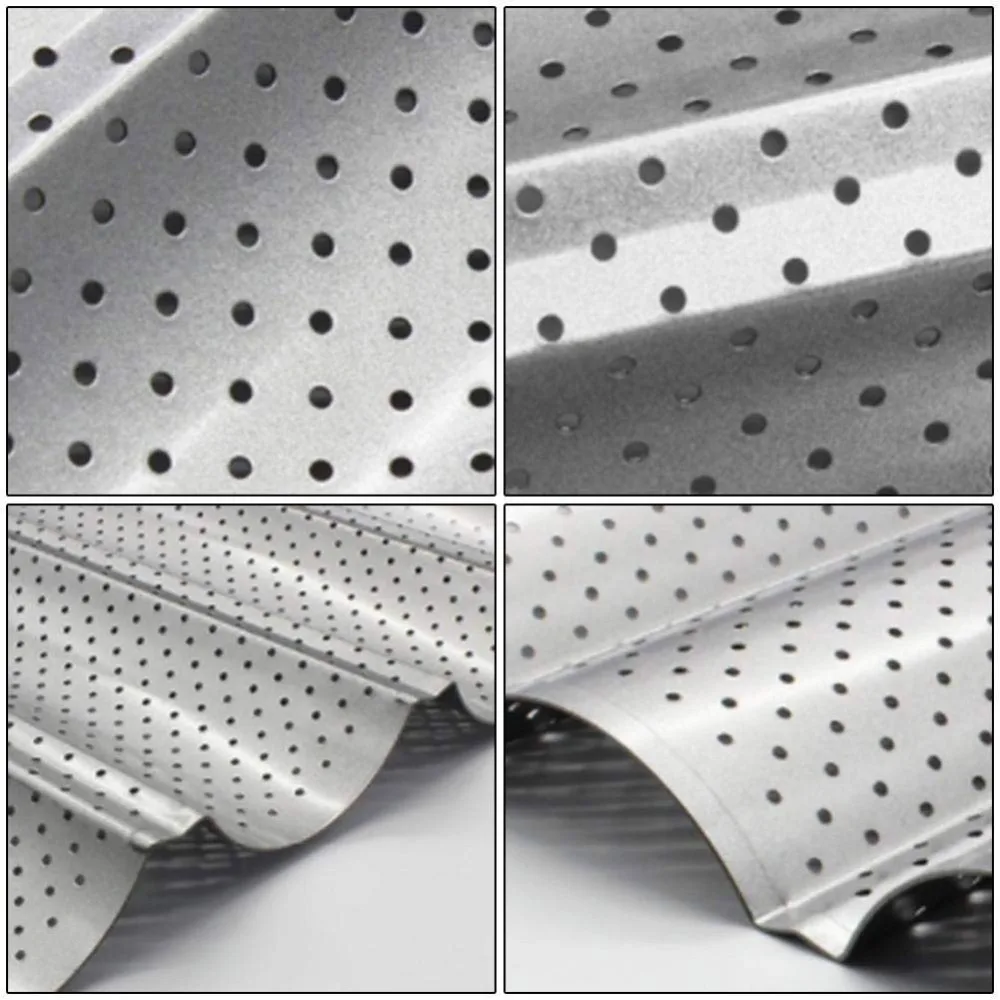 Durable 2/3/4 Slot Baguette Pan Carbon Steel Perforated Bread Baking Mold Nonstick Wavy French Bread Pan Restaurant