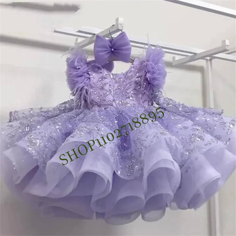 Flower Girl Dresses Bow Puffy Little Girl Dress Satin Princess Dress Baby Girl Dresses First Communion Bow