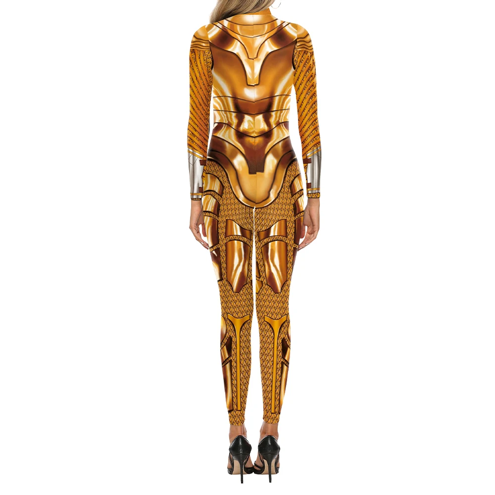 Carnaval Superheld Cosplay Kostuum Vrouwen Print Jumpsuit Outfit Fancy Kleding Volwassen Bodysuit Zentai Nauwsluitend Gevechtspak