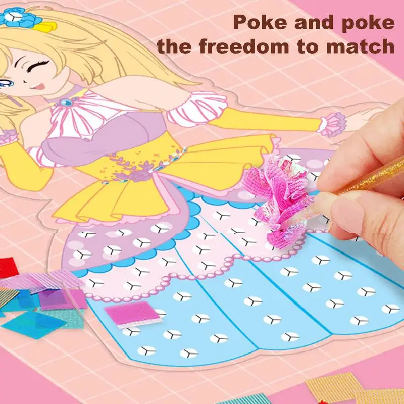 DIY Painting Sticker Craft Toys Kid Art Girls Poking Princess Handmade Educational Magical Children Gifts