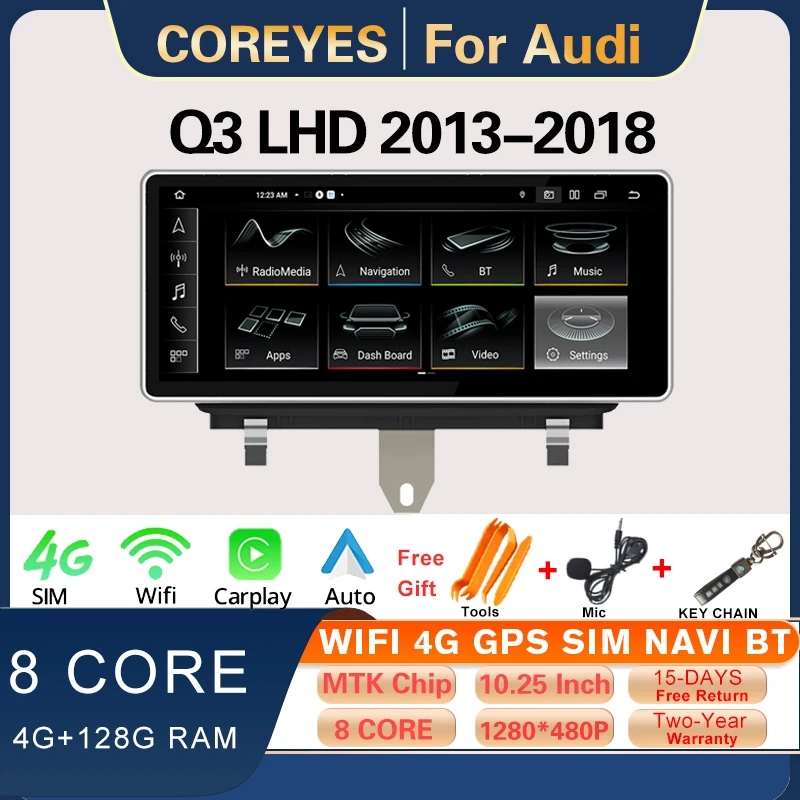 

Автомагнитола COREYES для Audi Q3 LHD 10,25-2013, 2018 дюйма, Android 12