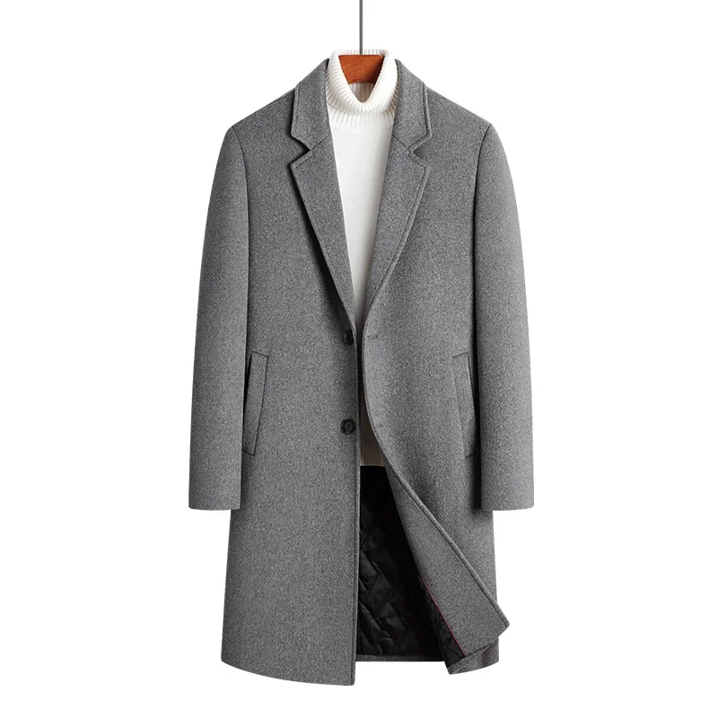 2023 High Quality Autumn and Winter New Fashion Handsome Wool Trench Coat Men's Medium Length Business Casual Coat