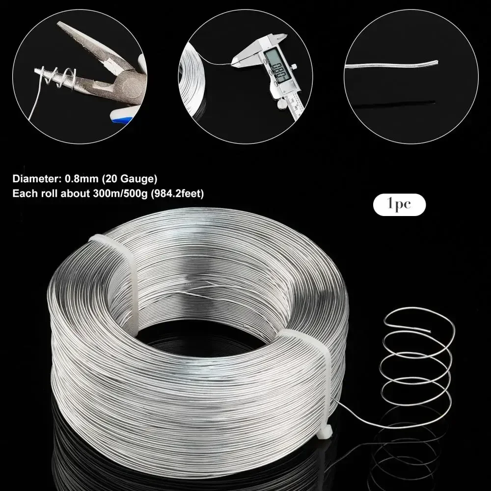 300 Meters Aluminum Wire 0.8mm Bendable Metal Craft Wire for DIY Earrings Bracelet Jewelry Making Accessories Outdoor Supplies