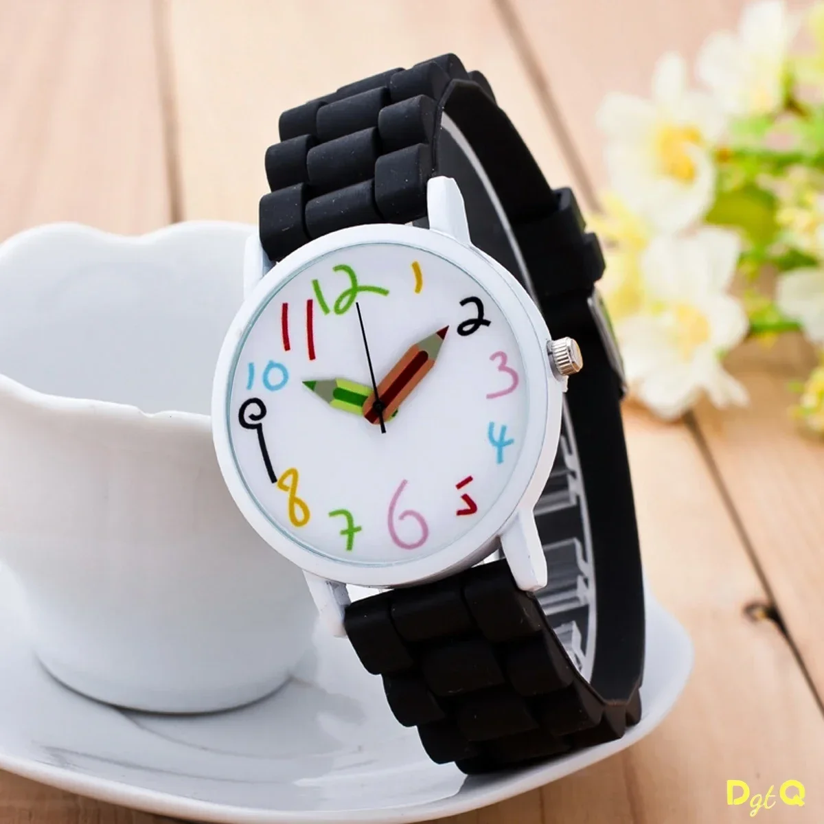 Montre à quartz en silicone pour filles, simple, loisir, sport, pointeur, écoliers, 138