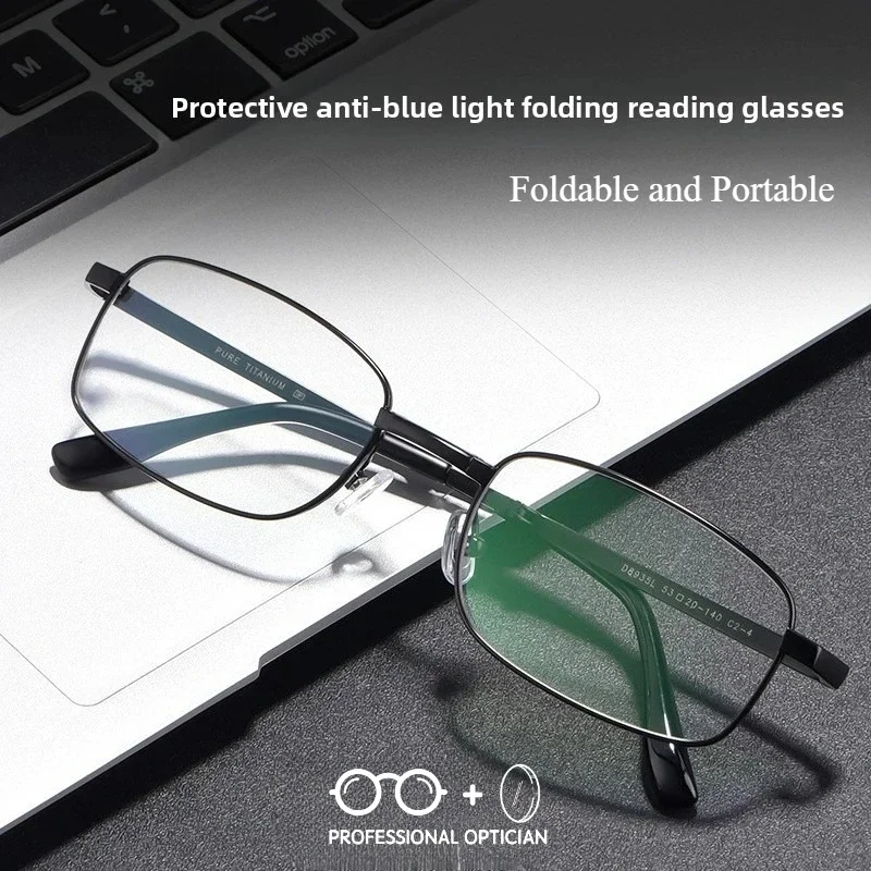 Pure Titanium Ultra-Light Full-Rim Folding Eyeglass, Convenient To Carry, Prescription Glasses Men Oculos De Grau Masculino