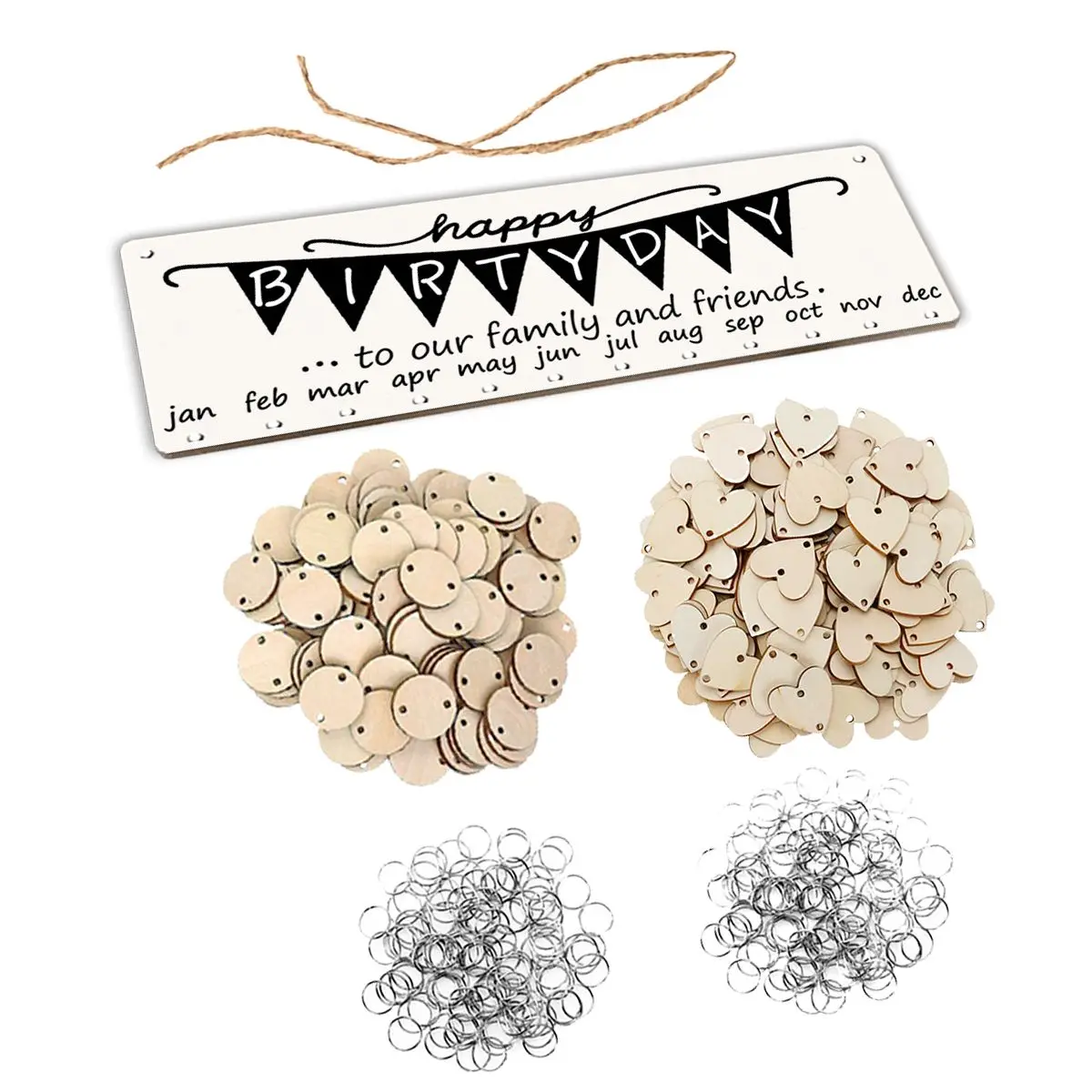 

Wooden Hanging Calendar Rope 50pcs Wood Chips Birthday Reminder Board DIY Date Display WallDecoration Reusable