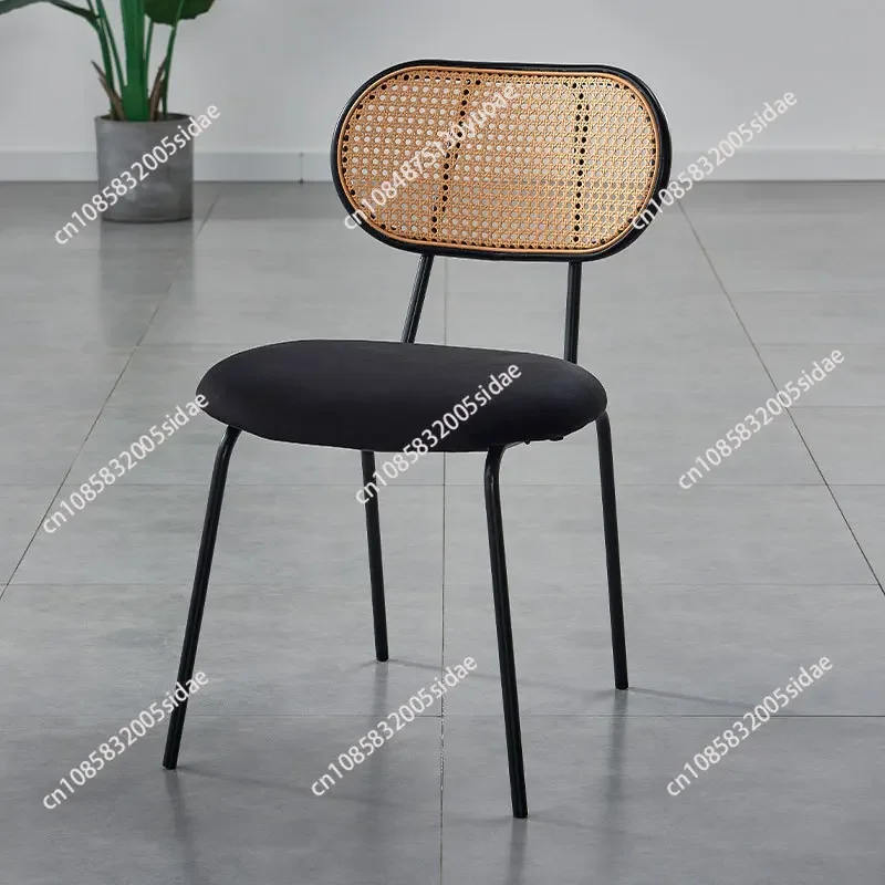 Rattan Woven Desks and Chairs Minimalist Retro Leisure Light Luxury Internet Celebrity Dining Backchairs for Home Restaurant