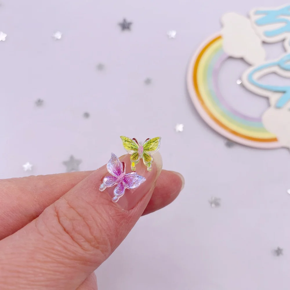 50pcs Resin Colorful Mini Cute Crystal Butterfly Nail Art Flatback Rhinestone Applique DIY Wedding Scrapbook Decor Crafts L754