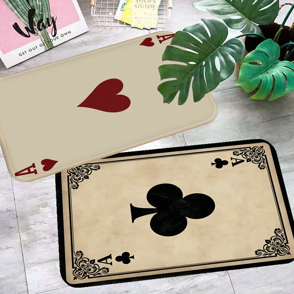 

Tufting Poker Card Bathroom Mat Non-Slip Laundry Room Mat Laundry Decor Balcony Child Living Room Toilet Rug