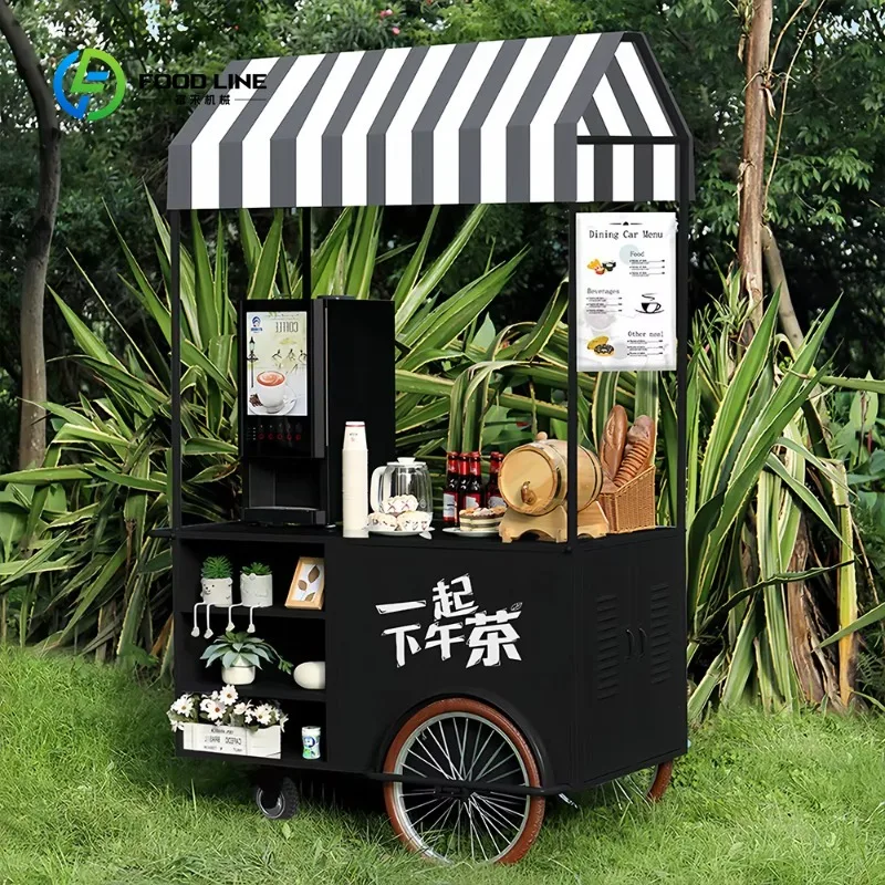 Customized Classic Design Outdoor Vending Car Mobile Food Carts Movable Stall for Sale  Commercial Promotional Stall Trolley