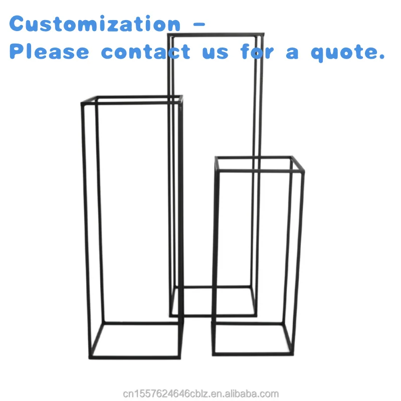 

custom.ZM035 Trio of Black Modern Rectangular Tall Metal Frame Stands - Wedding and Event Centerpieces