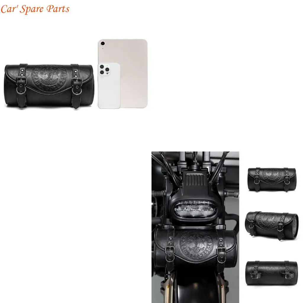 

Y4UA Punk Retro Motorcycle Tool Bag Strong Leather Multiple Compartment Storage Gift