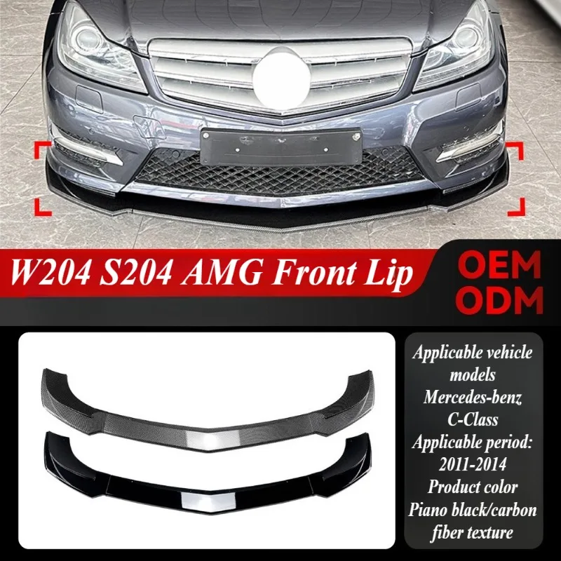 

For Mercedes Benz C-Class W204 S204 2011-14 AMG Style Front Lip Spoiler with Side Corners Black ABS Direct Fit Exterior Upgrade