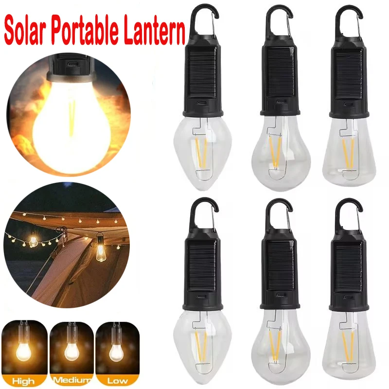 

Outdoor Solar Powered LED Lamp Bulbs USB Charging Camping Light Portable Night Lights Waterproof Flashlight Fishing Power Outage